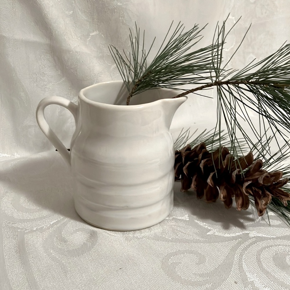 Vintage California Pottery USA White Farmhouse Pitcher 4-1/2 inches